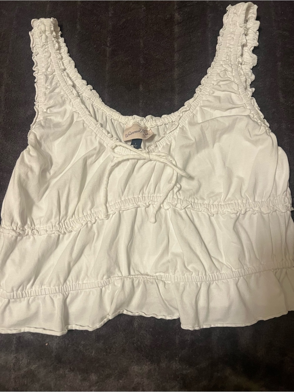 Universal Thread White Ruffle Crop Tank
